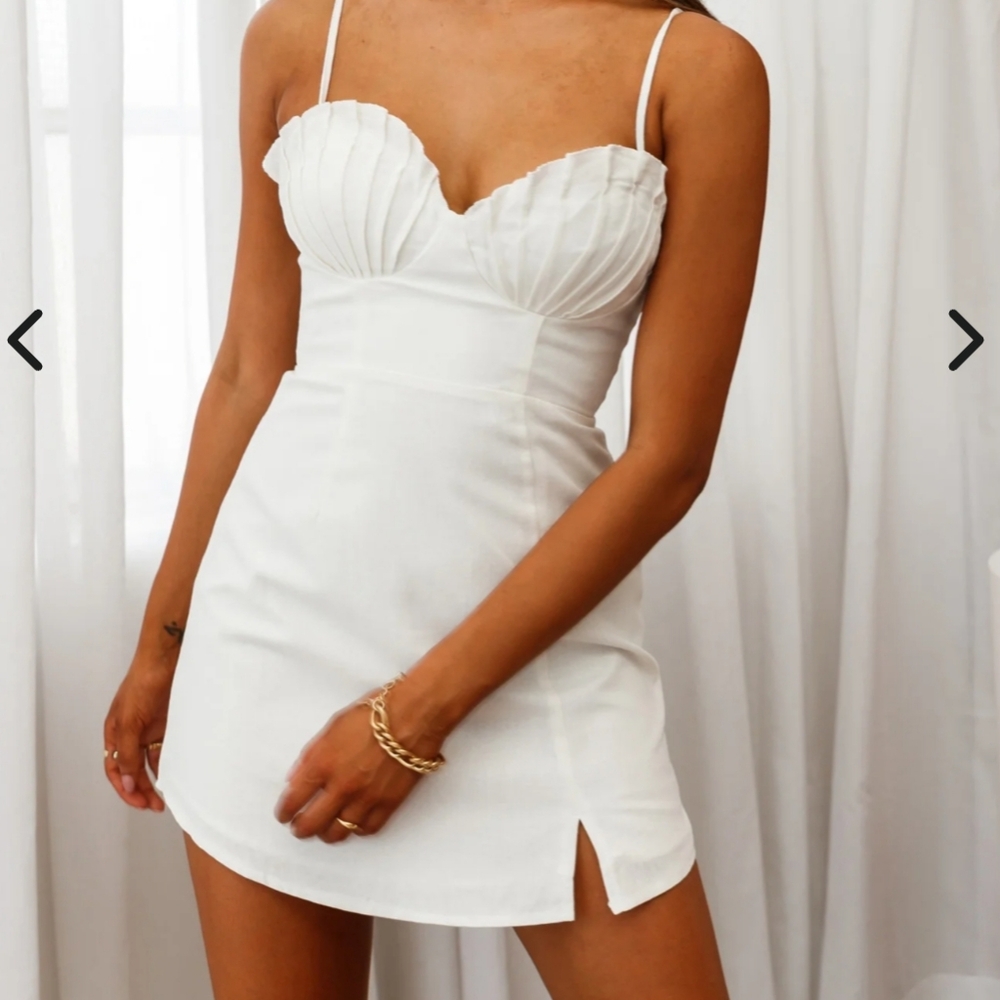 Selfie Leslie Avila Pintuck Pleat Bust Cami Strap Dress White - Picture 6 of 11